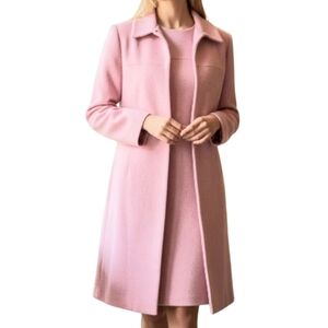 SHARKLA Pink Wool Blend Coat & Dress Set Quiet Luxury Minimalist Chic